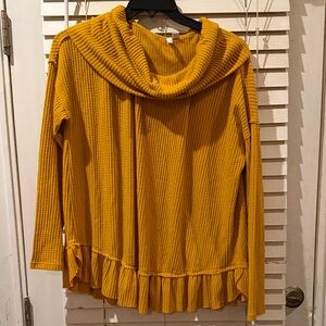 Chic Mustard Cowl Neck Top